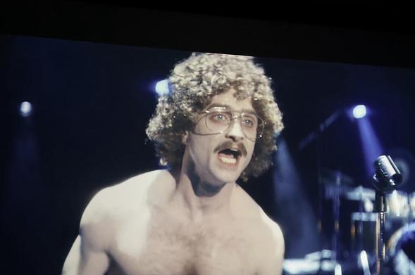 Screenshot from the movie, showing Daniel Radcliffe on stage in the title role