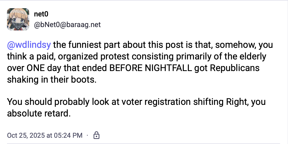 A posting to my feed today calling me a retard for reporting on MAGA fury and MAGA trolling