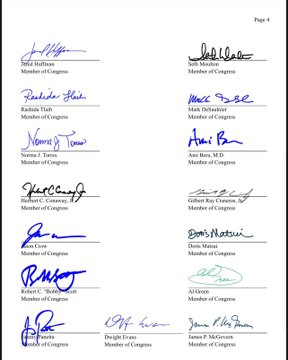 A document featuring signatures of various members of Congress, along with their names and titles. The page is titled "Page 4" at the top.