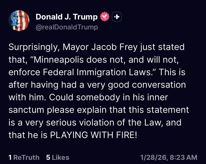 Trump's post about: playing with fire!: