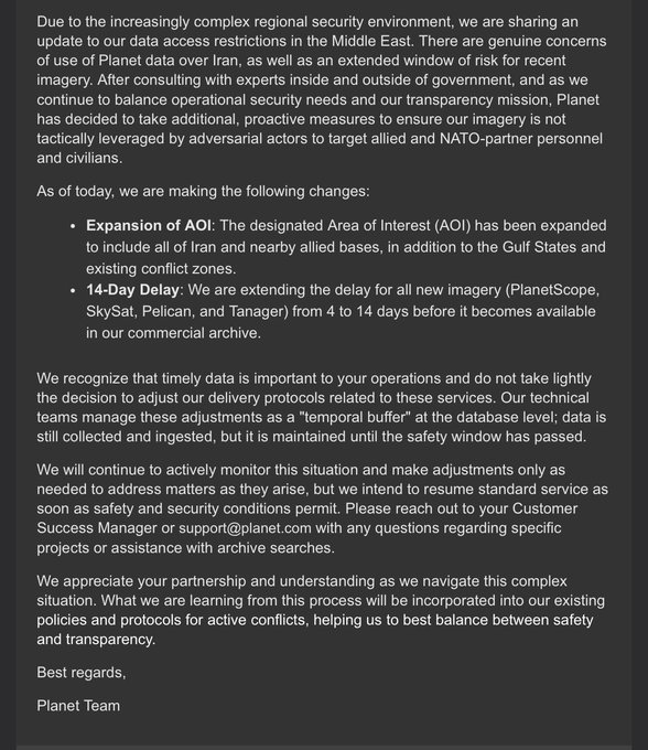 PlanetLabs explanation of the delay: