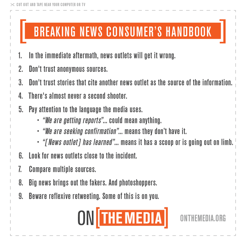 A breaking news consumer's handbook compiled by WNYC On the Media