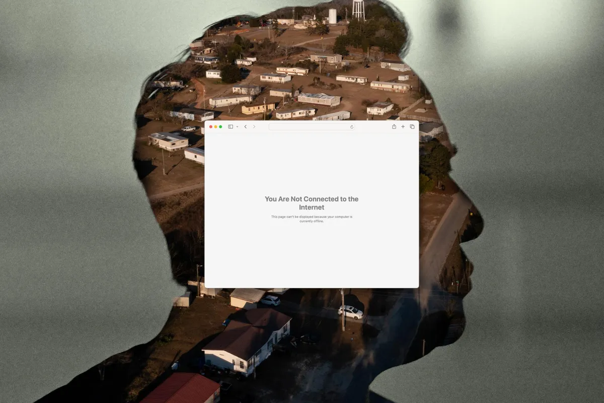 From the article, a pic of a silhouette of Musk with a message: you're not connected to the internet.