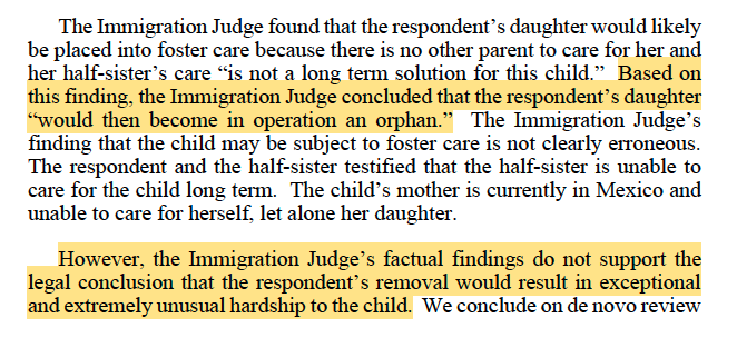 Excerpt from the court doc re the little girl would be an orphan.