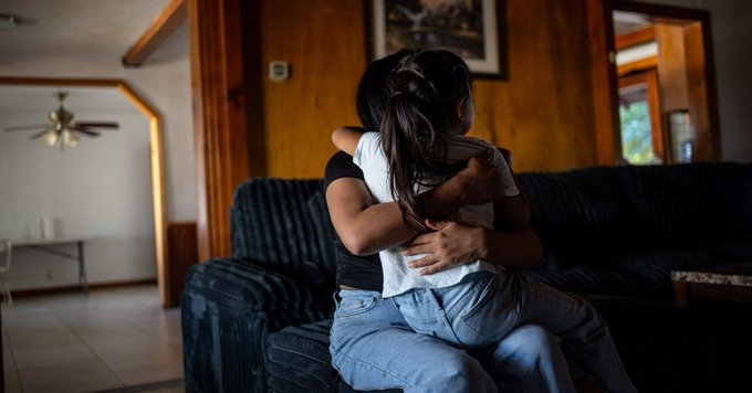Aurora and het her six-year-old daughter, who were detained by Immigration and Customs Enforcement and sent to a family detention center in Texas, pose for a portrait during an interview with Reuters in the Central Valley of California.