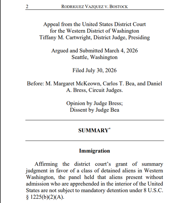 Summary of the court doc from the 9th Circuit, rejecting mandatory detention for long time resident non-criminal immigrants.