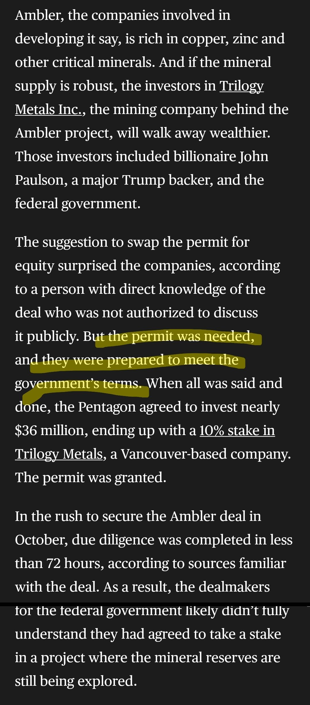 Excerpt on the needed permit.