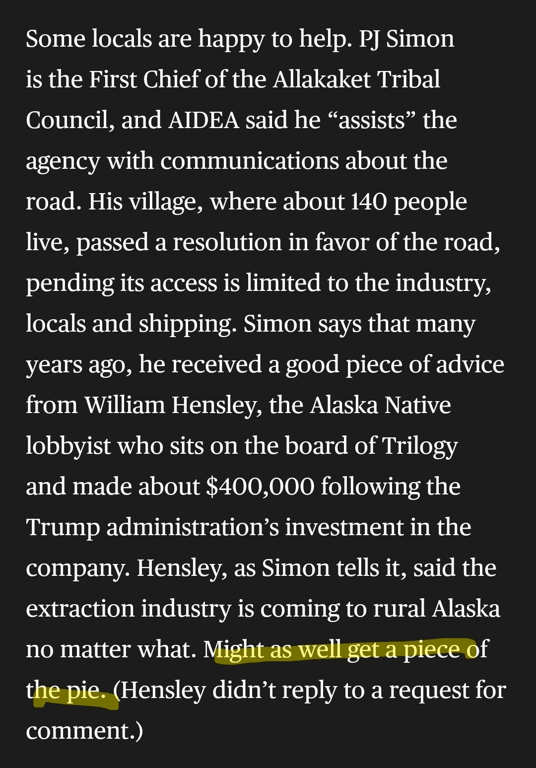 A lobbyist made $400K on the investment...