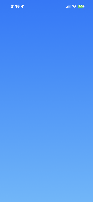 A blue rectangle captured from my phone, with a gradient similar to that of the sky. The only decorations are the time, battery, and radio indicators at the top.